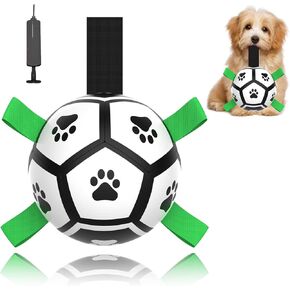 HOMINY Dog Toys Soccer Ball with Straps, Interactive Dog Toys for Tug of War, Puppy Birthday Gifts, Dog Tug Toy, Dog Water Toy, Durable Dog Balls for Medium & Large Dogs（6 Inch