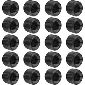 Glarks 60Pcs Carbon Steel 1/8'' 1/4'' 3/8'' 1/2'' 3/4'' NPT Pipe Plug Fitting Assortment Set Internal Hex Thread Socket Pipe Plug Kit