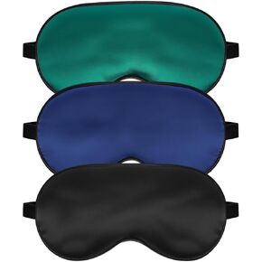 Sleep Mask, Silk Eye Mask for Sleeping with Adjustable Strap, Satin Blackout Sleeping Eye Mask for Men&Women, Comfortable Blindfold Eyeshade for Night Sleep (Black & Blue &Pink)