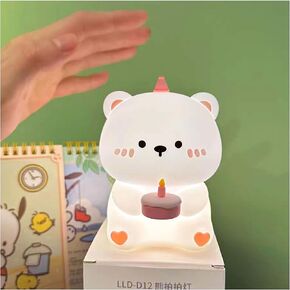 Bear Led Lights for Bedroom, Cute Night Light for Kids, Rechargeable Touch Lamp, 30 Min Auto Off, Food Grade Silicone Squishy Lamp Warm White Light, Brithday Gift for Girls Boys