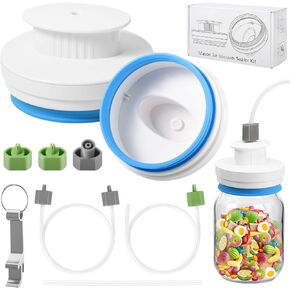 Electric Mason Jar Vacuum Sealer - 3 in 1 Vacuum Sealer Kit for Canning Jars/Vacuum Zipper Bags/Vacuum Seal Containers, Jar Vacuum Sealer for Canning Jars with Mouth and Regular Mason Lids