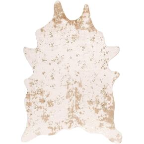 nuLOOM Iraida Contemporary Faux Cowhide Area Rug, Shaped 4x5, Off-white