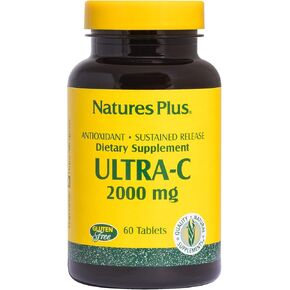 NaturesPlus Ultra C W/Rose Hips، إطلاق مستدام - 2000 مجم، 90 قرص نباتي - أقصى قدر من الدعم المناعي، مضاد للأكسدة - دفاع ضد الجذور الحرة - خالي من الغلوتين - 90 وجبة