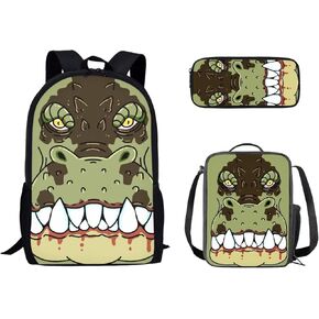 Kawaii Mushroom Frog Backpack and Lunch Box Pencil Case Set for Girls Middle School Bookbag Set of 3 Lightweight Travel Daypack