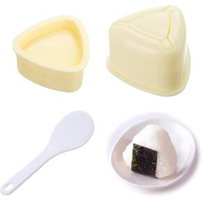 3 Pack Onigiri Sushi Maker Mold, Non Stick Musubi Maker Press, Triangle Rice Ball Mold Sushi Makers (Large & Small) with 2 Pack Small Rice Paddles
