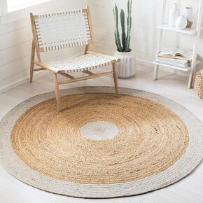 SAFAVIEH Braided Collection 5' x 7' Oval Sage / Gold BRD910L Handmade Country Cottage Reversible Jute Area Rug