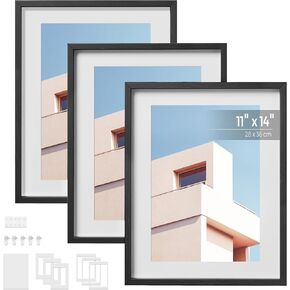 SONGMICS Rotating Photo Frames for 5 x 7 Inch Pictures, Double Glass, for Tabletop Display or Wall Hanging, MDF, Black, set of 2