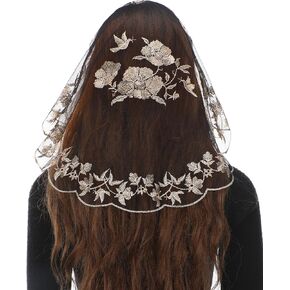 Bozidol Church Round Lace Veil - Church Round Grapevine Pattern Lace Prayer Veil