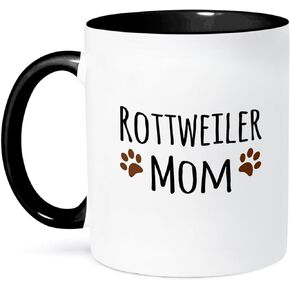 3dRose Rottweiler Dog Mom Two Tone Blue Mug, 11 oz, Brown