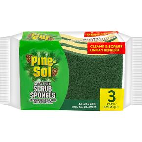 Pine-Sol Heavy Duty Scrub Sponges for Cleaning | Dual-Sided Dishwashing and Scouring Pad | Kitchen Supplies for Washing Dishes, Pots, Pans, 4 Pack