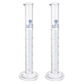 PATIKIL 100ml Graduated Cylinder, 2Pcs 3.3 Borosilicate Glass Measuring Cylinder Round Base for Lab Experiment, Clear