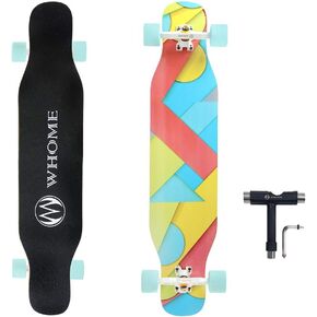 WHOME Longboard - 42 Inch Long Boards for Adults/Teenagers Girls/Kids Beginner/Pro Freestyle Dancing Longboards Skateboard with T-Tool