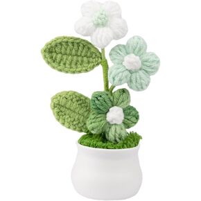 Knitting Crochet Puff Flowers Potted Plants, Gradient Colorful Flowers for Friends, Family and Lover, Handmade Flowers for Home Office Decoration, Car Decoration. (WPurple)