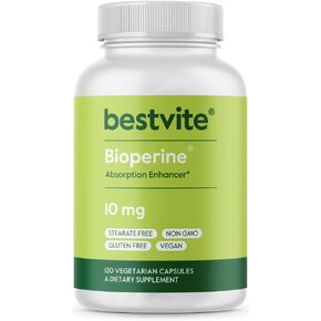 BESTVITE Bioperine 10mg (240 Vegetarian Capsules) (120 x 2) - No Stearates - Vegan - Non GMO - Gluten Free - Absorption Enhancer