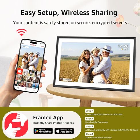 ApoloSign Frameo Digital Picture Frame 10.1 inch Smart WiFi Digital Photo Frame 32GB with 1280x800 IPS Touch Screen, Auto-Rotate and Slideshow, Easy Setup to Share Photos Or Videos in Saudi Arabia