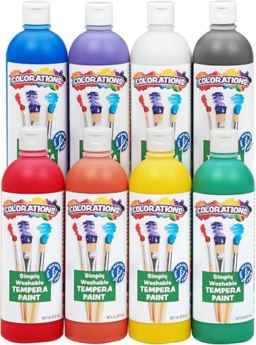 Colorations - SWT16 Simply Washable Tempera Paints, 16 fl oz, Set of 11 Colors, Non Toxic, Vibrant, Bold, Kids Paint, Craft, Hobby, Arts & Crafts, Fun, Art Supplies in Saudi Arabia