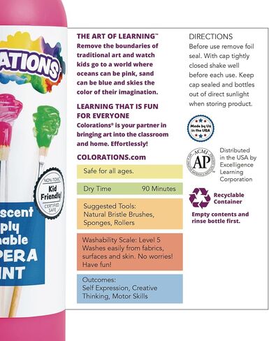 Colorations - SWT16 Simply Washable Tempera Paints, 16 fl oz, Set of 11 Colors, Non Toxic, Vibrant, Bold, Kids Paint, Craft, Hobby, Arts & Crafts, Fun, Art Supplies in Saudi Arabia