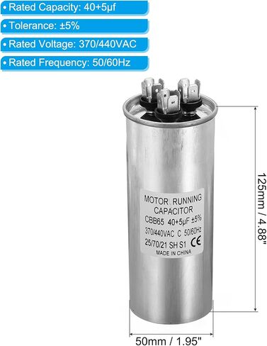 PATIKIL 45+5uF ±5% 45/5MDF 370/440V AC Fan Start Capacitor, CBB65 Circular Dual Run Capacitor for AC Motor Run Air Conditioner Cool Heat Pump Condenser Straight in Saudi Arabia