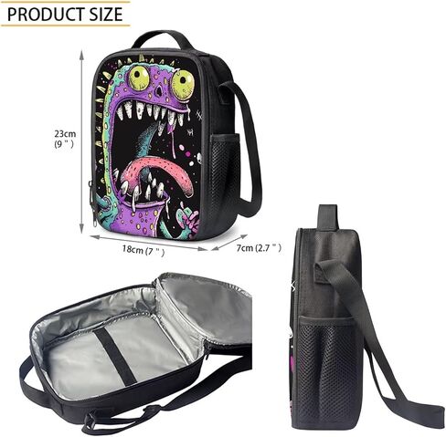 Blue Sugar Skull Girl Flower Floral Laptop Backpack Set 3 In 1, School Bag Lunch Box Handbag Pencil Pouch for Preschool Kindergarten in Saudi Arabia