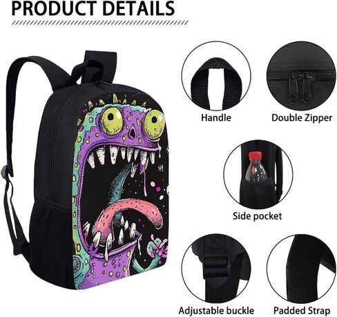 Blue Sugar Skull Girl Flower Floral Laptop Backpack Set 3 In 1, School Bag Lunch Box Handbag Pencil Pouch for Preschool Kindergarten in Saudi Arabia