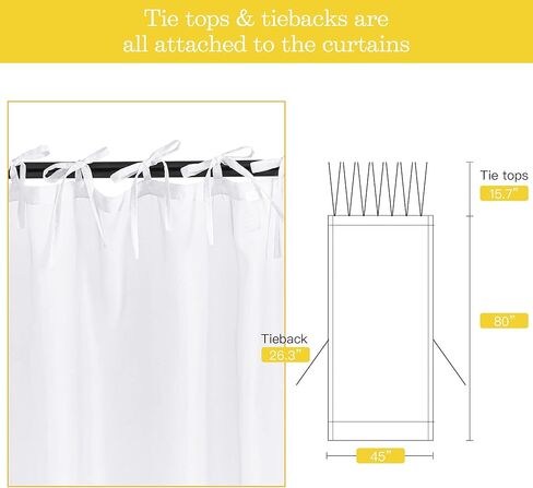 ستائر سرير NICETOWN للملكة/الملك/التوأم/الحجم الكامل، ستائر سرير ريفية من مزيج الكتان الصناعي شبه شفافة مع أربطة علوية وظهر مربوط لغرفة النوم/المزرعة، W45 x L80، 8 قطع، طبيعي in Kuwait