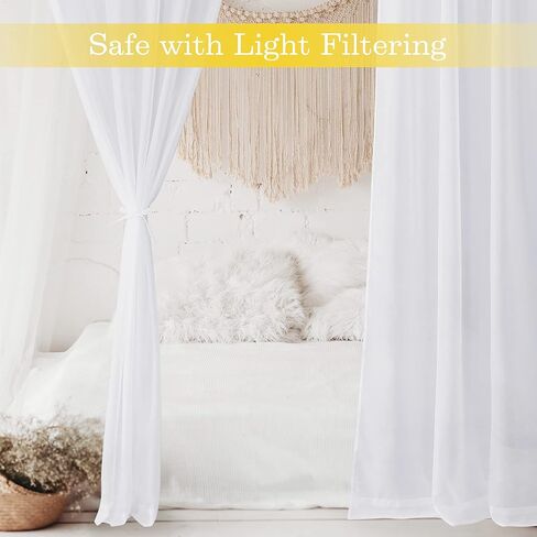 ستائر سرير NICETOWN للملكة/الملك/التوأم/الحجم الكامل، ستائر سرير ريفية من مزيج الكتان الصناعي شبه شفافة مع أربطة علوية وظهر مربوط لغرفة النوم/المزرعة، W45 x L80، 8 قطع، طبيعي in Kuwait
