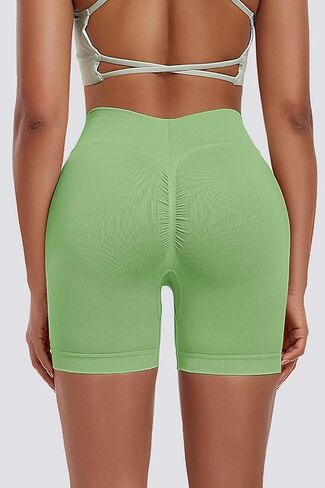 Vertvie Womens Workout Shorts 5" Scrunch Butt Gym Shorts V Back High Waisted Tummy Control Yoga Biker Volleyball Booty Shorts in Saudi Arabia