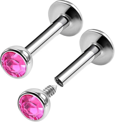 BanaVega الصلب داخليا الخيوط الشفاه Labret 16 جرام 1/4 6 مللي متر 3 مللي متر كريستال الكرة العنكبوت لدغة أقراط الزنمة ثقب المجوهرات اختيار الألوان in Kuwait