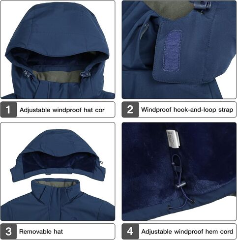 CAMEL CROWN Women's Ski Jacket Waterproof Winter Mountain Coat Warm Fleece Windbreaker Hooded Raincoat Snowboarding Jackets in Kuwait