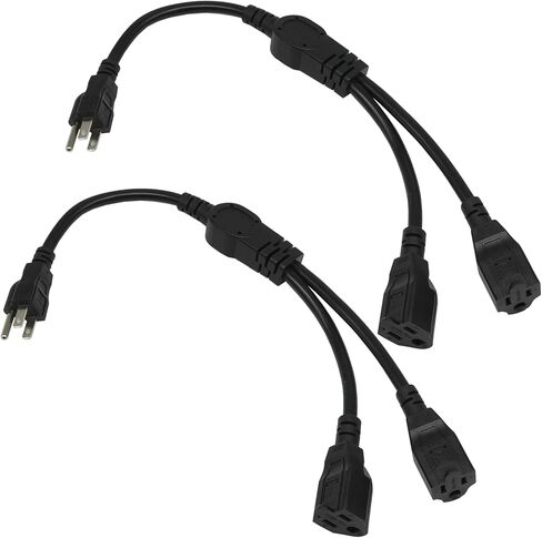 3 Prong Extension Cord Splitter, Indoor Outdoor 1.5 FT Power Cord Splitter 1 to 2, SJT 16AWG Dual Extension Cord Outlet Splitter for Home Office Appliance, LED Stage Light, White in Saudi Arabia