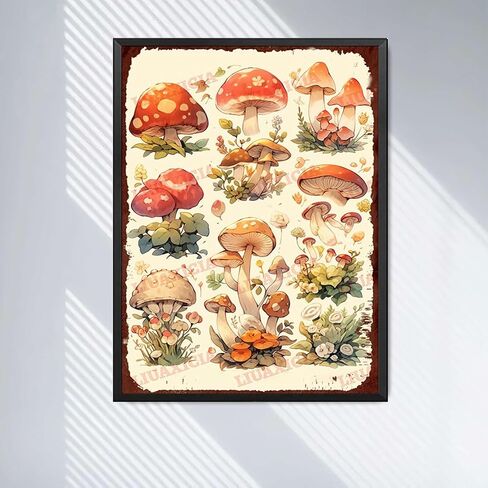 Decor Art Tin Signs Vintage Mushroom, Mushroom Vintage Art Sign for Home Office Room Wall Decor Gift 8x12inch in Saudi Arabia