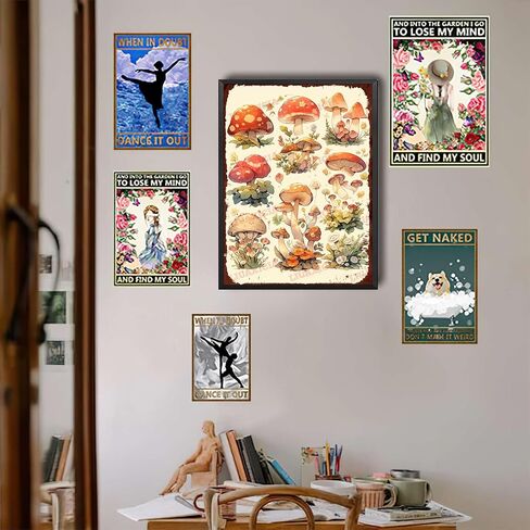 Decor Art Tin Signs Vintage Mushroom, Mushroom Vintage Art Sign for Home Office Room Wall Decor Gift 8x12inch in Saudi Arabia