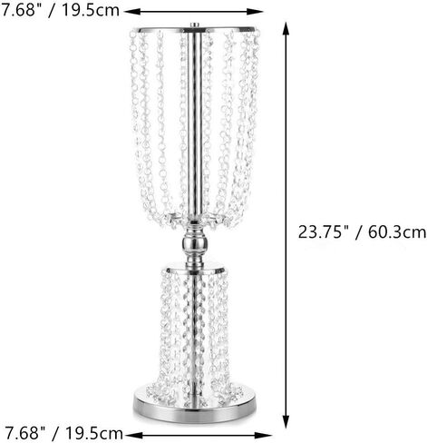 2 Pcs 23.75 inches Tall Crystal Metal Vase Flower Stand Holders Wedding Centerpiece Chandelier for Reception Tables Wedding Supplies in Saudi Arabia