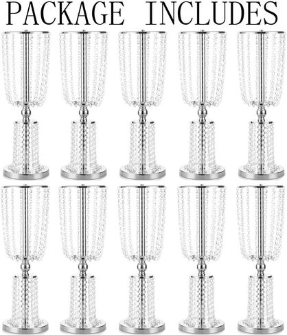 2 Pcs 23.75 inches Tall Crystal Metal Vase Flower Stand Holders Wedding Centerpiece Chandelier for Reception Tables Wedding Supplies in Saudi Arabia