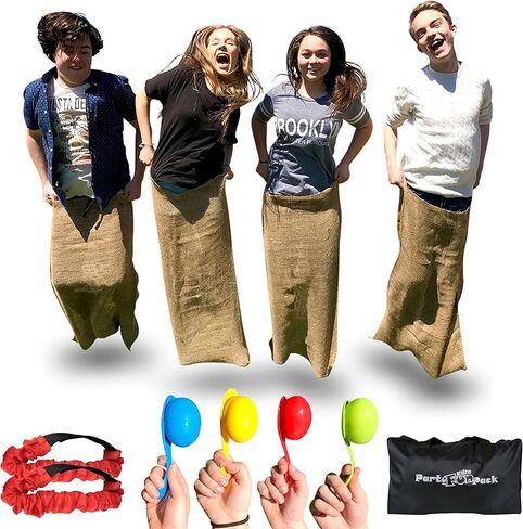 أكياس سباق أكياس البطاطس من Elite Sportz - 6 أكياس سباق عالية الجودة لألعاب حفلات أعياد ميلاد الأطفال، وتأتي مع حقيبة صغيرة لسهولة التخزين. ألعاب عائلية رائعة in Kuwait