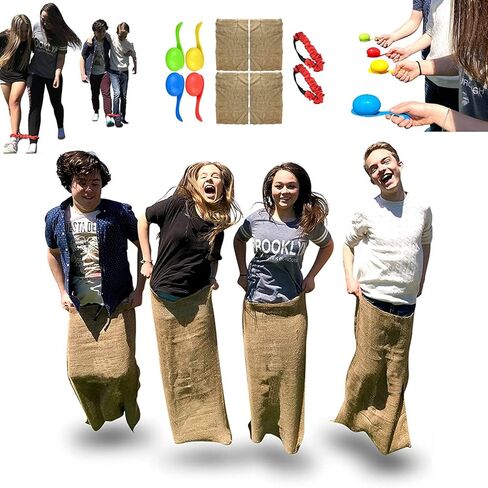 أكياس سباق أكياس البطاطس من Elite Sportz - 6 أكياس سباق عالية الجودة لألعاب حفلات أعياد ميلاد الأطفال، وتأتي مع حقيبة صغيرة لسهولة التخزين. ألعاب عائلية رائعة in Kuwait