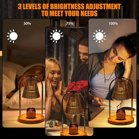 مصباح تدفئة الشموع مع لمبتين، مصباح شمعة كهربائي قابل للتعتيم، ذوبان علوي للشمع المعطر، ضوء تدفئة الشمع متوافق مع الشموع الصغيرة والكبيرة، هدايا الشمع المعطرة للأمهات (أسود) in Kuwait