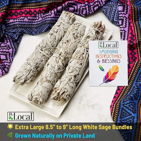 Wanderlust 9" White Sage Smudge Stick - Extra Large Smudging Wand Incense Stick for Cleansing, Purifying, Healing, Meditation, Yoga, Blessing (3 Pack) in Saudi Arabia