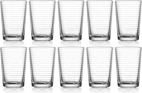Glaver's Drinking Glasses Set of 10 Highball Glass Cups, Premium Quality 17 Oz. Coolers, Ribbed Glassware. Ideal for Water, Juice, Cocktails, and Iced Tea. Dishwasher Safe. in Saudi Arabia