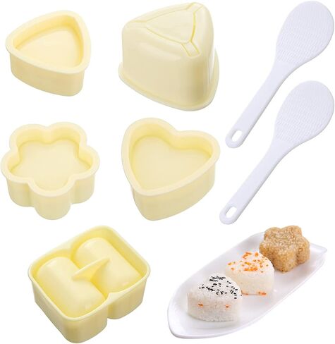 3 Pack Onigiri Sushi Maker Mold, Non Stick Musubi Maker Press, Triangle Rice Ball Mold Sushi Makers (Large & Small) with 2 Pack Small Rice Paddles in Saudi Arabia