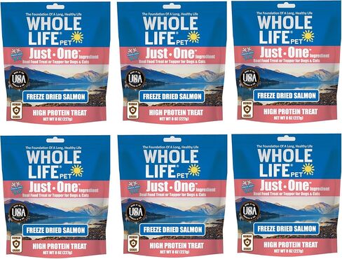 Whole Life Pet Just One Salmon Dog and Cat Value Packs - Human Grade, Freeze Dried, One Ingredient - Protein Rich, Grain Free, Made in The USA in Kuwait