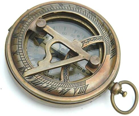 بوصلة مينا شمسية الهند من روركي انسترومنتس مع حافظة جلدية / هدية للزوج / اكسسوارات ستيمبنك / ساعة شمسية in Kuwait