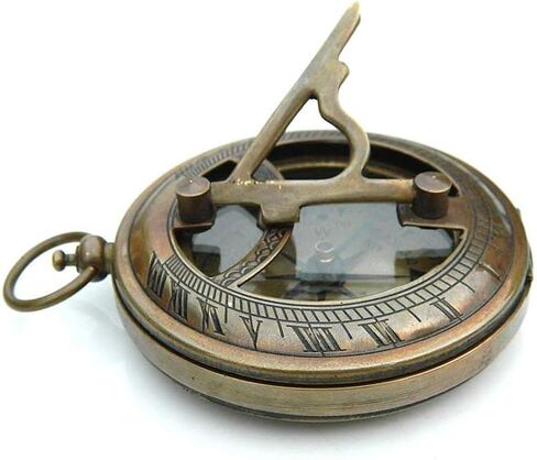 بوصلة مينا شمسية الهند من روركي انسترومنتس مع حافظة جلدية / هدية للزوج / اكسسوارات ستيمبنك / ساعة شمسية in Kuwait