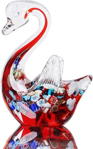YAOYUAN Handmade Multicolor Glass Glass cat Statue - Elegant Swan Decor for Home and Office (Blue Color)… in Saudi Arabia