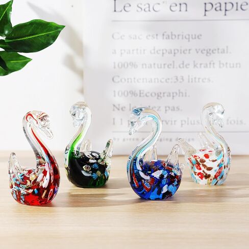 YAOYUAN Handmade Multicolor Glass Glass cat Statue - Elegant Swan Decor for Home and Office (Blue Color)… in Saudi Arabia