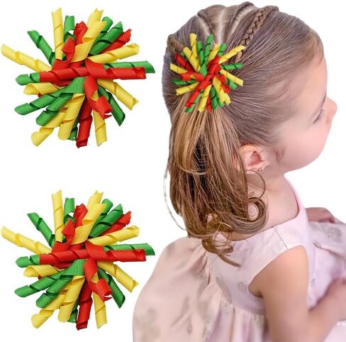 2pcs Red Toddler Korker Bow Hair Clip Pigtail Bow Hair Accessories for Girl in Saudi Arabia