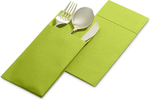 50-Pack Disposable Linen-Feel Dinner Napkins with Built-in Flatware Pocket, BRIGHT RED Prefolded Cloth Like Paper Napkins For Christmas, Dinner, Wedding Or Party [Silverware NOT Included] in Saudi Arabia