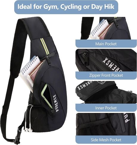حقيبة ظهر PUREMSX قابلة للطي، حقيبة ظهر كتف للجنسين خفيفة الوزن ومقاومة للماء وقابلة للتعبئة لركوب الدراجات والمشي لمسافات طويلة، أسود in Kuwait