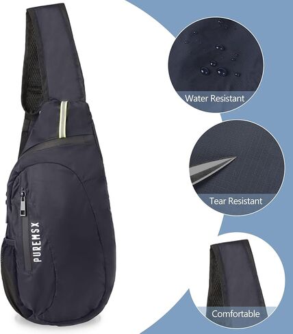 حقيبة ظهر PUREMSX قابلة للطي، حقيبة ظهر كتف للجنسين خفيفة الوزن ومقاومة للماء وقابلة للتعبئة لركوب الدراجات والمشي لمسافات طويلة، أسود in Kuwait
