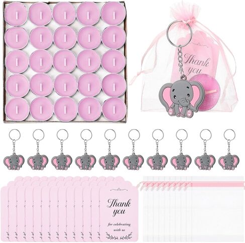 Inbagi 50 مجموعة استحمام الطفل العودة تفضل للضيوف الشاي الشموع العلامات المفاتيح شنطة هدايا استحمام الطفل تفضل للمعمودية حديثي الولادة in Kuwait